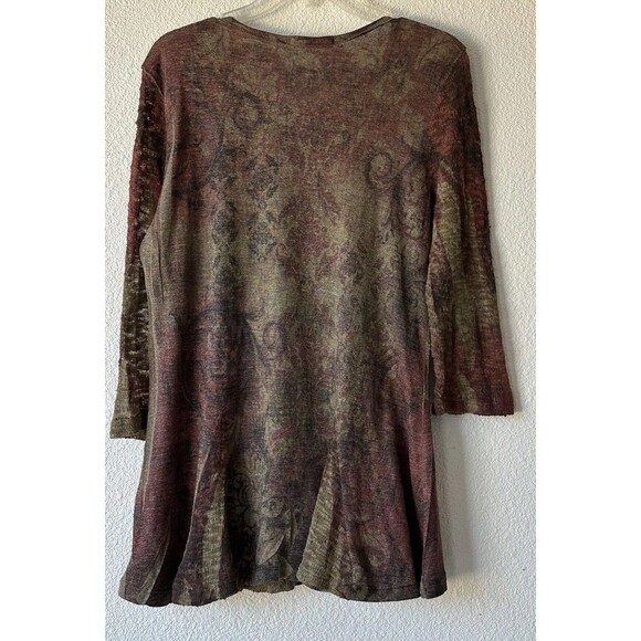 Cactus Boho Women’s Tunic Shirt Scoop Neck Top Flared Hem Long Sleeve - Picture 6 of 10